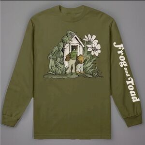FROG & TOAD T-Shirt Adult X-Large Khaki Green 100% Cotton Long Sleeve Graphic T